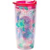 imageSilver Buffalo Star Wars Featuring Luke Skywalker Princess Leia Hans Solo Chewbacca Yoda R2D2 and C3PO Double Wall Stainless Steel Travel Mug With Handle 15 OuncesLilo and Stitch Floral Pattern