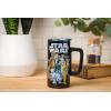 imageSilver Buffalo Star Wars Featuring Luke Skywalker Princess Leia Hans Solo Chewbacca Yoda R2D2 and C3PO Double Wall Stainless Steel Travel Mug With Handle 15 OuncesStar Wars 15 Ounces