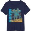imageStar Wars Classic Stormtrooper Neon Distressed Grid TShirtNavy Blue