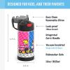 imageTHERMOS FUNTAINER Water Bottle with Straw  12 Ounce  Kids Stainless Steel Vacuum Insulated Water Bottle with Lid MandalorianSuper Mario Brothers