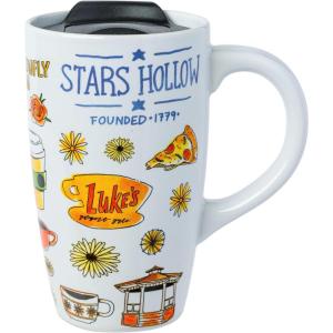 imageSilver Buffalo Star Wars Featuring Luke Skywalker Princess Leia Hans Solo Chewbacca Yoda R2D2 and C3PO Double Wall Stainless Steel Travel Mug With Handle 15 OuncesGilmore Girls 16 Ounces