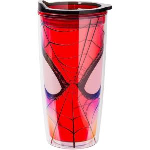 imageSilver Buffalo Star Wars Featuring Luke Skywalker Princess Leia Hans Solo Chewbacca Yoda R2D2 and C3PO Double Wall Stainless Steel Travel Mug With Handle 15 OuncesSpiderman Eyes
