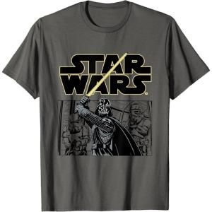 imageStar Wars Classic Darth Vader Empire Attack Panel TShirtAsphalt Grey