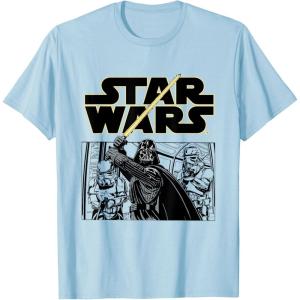 imageStar Wars Classic Darth Vader Empire Attack Panel TShirtBaby Blue
