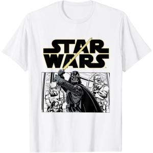 imageStar Wars Classic Darth Vader Empire Attack Panel TShirtWhite