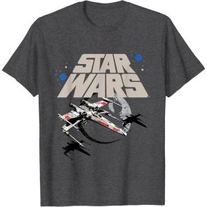 imageStar Wars Classic Death Star XWing Approach TShirtDark Heather Grey