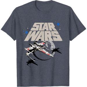 imageStar Wars Classic Death Star XWing Approach TShirtHeather Blue