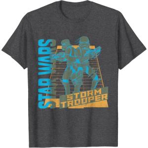 imageStar Wars Classic Stormtrooper Neon Distressed Grid TShirtDark Heather Grey
