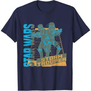 imageStar Wars Classic Stormtrooper Neon Distressed Grid TShirtNavy Blue