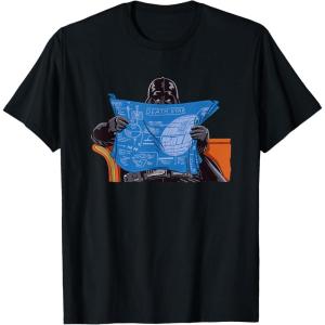 imageStar Wars Darth Vader Casually Reading Death Star Blueprints TShirtBlack