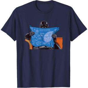 imageStar Wars Darth Vader Casually Reading Death Star Blueprints TShirtNavy Blue