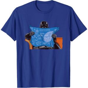 imageStar Wars Darth Vader Casually Reading Death Star Blueprints TShirtRoyal Blue