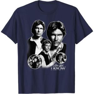 imageStar Wars Han Solo I Know Black ampamp White Portrait TShirtNavy Blue