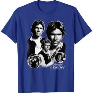 imageStar Wars Han Solo I Know Black ampamp White Portrait TShirtRoyal Blue