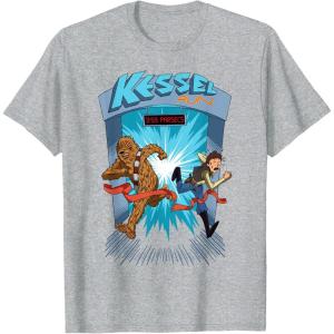 imageStar Wars Kessel Run 11 59 Parsecs Chewbacca ampamp Han Solo TShirtHeather Grey