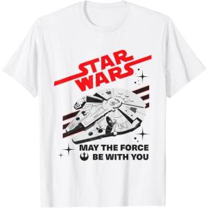 imageStar Wars Millennium Falcon May The Force Be With You TShirtWhite