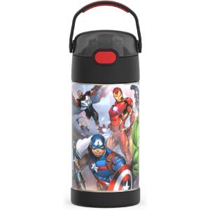 imageTHERMOS FUNTAINER Water Bottle with Straw  12 Ounce  Kids Stainless Steel Vacuum Insulated Water Bottle with Lid MandalorianAvengers