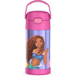 imageTHERMOS FUNTAINER Water Bottle with Straw  12 Ounce  Kids Stainless Steel Vacuum Insulated Water Bottle with Lid MandalorianLittle Mermaid