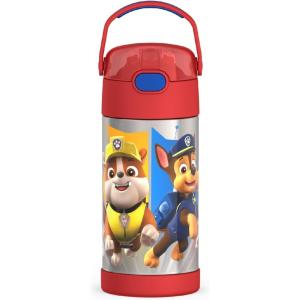imageTHERMOS FUNTAINER Water Bottle with Straw  12 Ounce  Kids Stainless Steel Vacuum Insulated Water Bottle with Lid MandalorianPAW PATROL BOY
