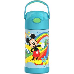 imageTHERMOS FUNTAINER Water Bottle with Straw  12 Ounce  Kids Stainless Steel Vacuum Insulated Water Bottle with Lid MandalorianPRESCHOOL MICKEY