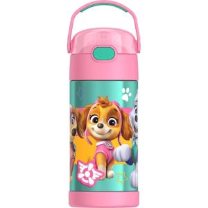 imageTHERMOS FUNTAINER Water Bottle with Straw  12 Ounce  Kids Stainless Steel Vacuum Insulated Water Bottle with Lid MandalorianPaw Patrol Girl