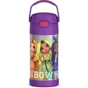imageTHERMOS FUNTAINER Water Bottle with Straw  12 Ounce  Kids Stainless Steel Vacuum Insulated Water Bottle with Lid MandalorianRainbow High