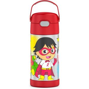 imageTHERMOS FUNTAINER Water Bottle with Straw  12 Ounce  Kids Stainless Steel Vacuum Insulated Water Bottle with Lid MandalorianRyans World