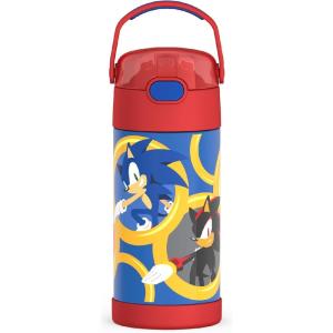 imageTHERMOS FUNTAINER Water Bottle with Straw  12 Ounce  Kids Stainless Steel Vacuum Insulated Water Bottle with Lid MandalorianSonic the Hedgehog