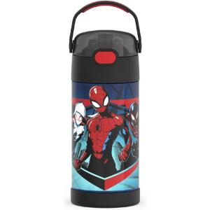 imageTHERMOS FUNTAINER Water Bottle with Straw  12 Ounce  Kids Stainless Steel Vacuum Insulated Water Bottle with Lid MandalorianSpiderMan