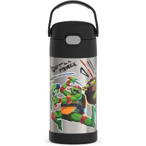 imageTHERMOS FUNTAINER Water Bottle with Straw  12 Ounce  Kids Stainless Steel Vacuum Insulated Water Bottle with Lid MandalorianTeenage Mutant Ninja Turtles