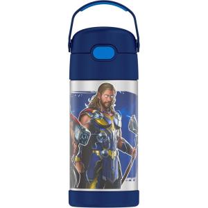 imageTHERMOS FUNTAINER Water Bottle with Straw  12 Ounce  Kids Stainless Steel Vacuum Insulated Water Bottle with Lid MandalorianThor