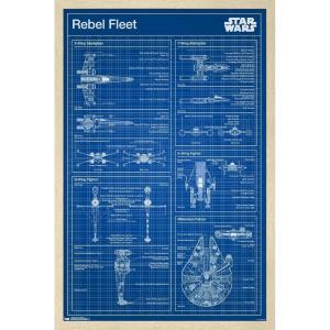 imageTrends International Star Wars Saga  Rebel Blueprint Wall Poster 22375quot x 34quot Unframed VersionBlonde Framed Version