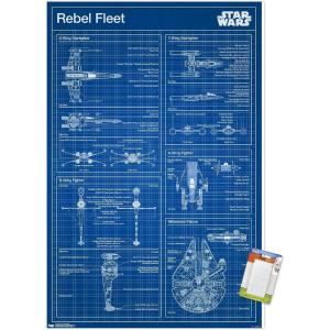 imageTrends International Star Wars Saga  Rebel Blueprint Wall Poster 22375quot x 34quot Unframed VersionPremium Poster  Mount Bundle