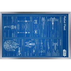 imageTrends International Star Wars Saga  Rebel Blueprint Wall Poster 22375quot x 34quot Unframed VersionSilver Framed Version
