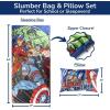 imageJay Franco Kids Slumber Bag and Pillow  54 x 27 Inch Comfy Indoor Sleeping Bag for School and Sleepovers 2 Piece Set Blue  Star WarsBlue  Avengers