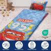 imageJay Franco Kids Slumber Bag and Pillow  54 x 27 Inch Comfy Indoor Sleeping Bag for School and Sleepovers 2 Piece Set Blue  Star WarsBlue  Cars