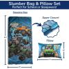 imageJay Franco Kids Slumber Bag and Pillow  54 x 27 Inch Comfy Indoor Sleeping Bag for School and Sleepovers 2 Piece Set Blue  Star WarsBlue  Monster Jam