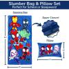 imageJay Franco Kids Slumber Bag and Pillow  54 x 27 Inch Comfy Indoor Sleeping Bag for School and Sleepovers 2 Piece Set Blue  Star WarsBlue  Spidey  His Amazing Friends