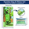 imageJay Franco Kids Slumber Bag and Pillow  54 x 27 Inch Comfy Indoor Sleeping Bag for School and Sleepovers 2 Piece Set Blue  Star WarsGreen  Minecraft