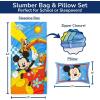 imageJay Franco Kids Slumber Bag and Pillow  54 x 27 Inch Comfy Indoor Sleeping Bag for School and Sleepovers 2 Piece Set Blue  Star WarsMulti  Mickey Mouse