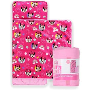 imageJay Franco Kids Nap Mat with Embedded Pillow ampamp Blanket  Soft 46quotx20quot Microfiber Sleeping Bag with Name Tag ampamp Handle for School Travel Sleepover Gray  Star WarsPink  Minnie Mouse