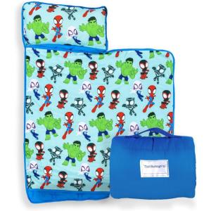 imageJay Franco Kids Nap Mat with Embedded Pillow ampamp Blanket  Soft 46quotx20quot Microfiber Sleeping Bag with Name Tag ampamp Handle for School Travel Sleepover Gray  Star WarsBlue  Spidey  Friends
