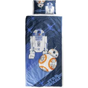 imageJay Franco Kids Slumber Bag and Pillow  54 x 27 Inch Comfy Indoor Sleeping Bag for School and Sleepovers 2 Piece Set Blue  Star WarsBlue  Star Wars