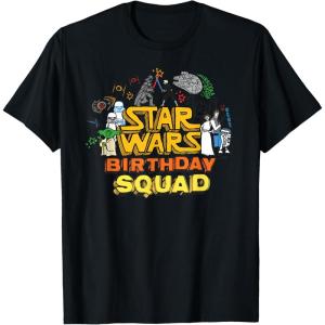 imageStar Wars Classic Movie Characters Retro Toon Birthday Squad TShirtBlack