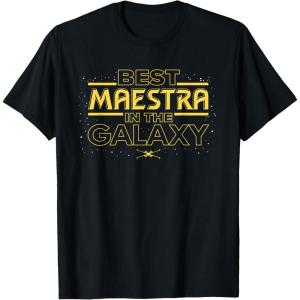 imageStar Wars Best Maestra in the Galaxy Teacher Gift Spanish TShirtBlack