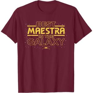 imageStar Wars Best Maestra in the Galaxy Teacher Gift Spanish TShirtBurgundy
