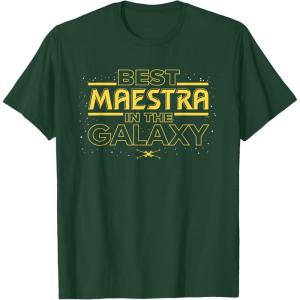 imageStar Wars Best Maestra in the Galaxy Teacher Gift Spanish TShirtDark Green