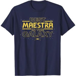 imageStar Wars Best Maestra in the Galaxy Teacher Gift Spanish TShirtNavy Blue