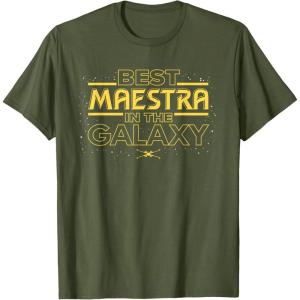 imageStar Wars Best Maestra in the Galaxy Teacher Gift Spanish TShirtOlive Green
