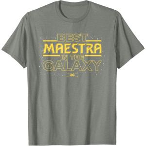 imageStar Wars Best Maestra in the Galaxy Teacher Gift Spanish TShirtOlive Heather